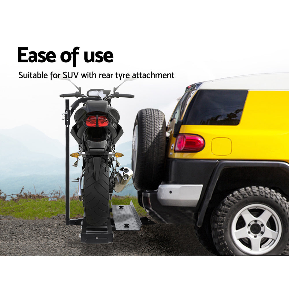 Adjustable Height Motorcycle Carrier Rack Ramp (2" Towbar, Black)