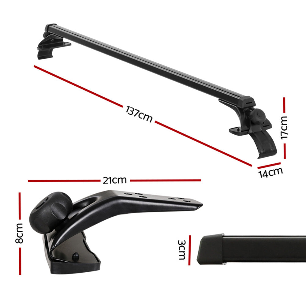 Car Roof Racks Pod Aluminium Cross Bars Brackets 145Cm Black