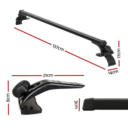 Car Roof Racks Pod Aluminium Cross Bars Brackets 145Cm Black