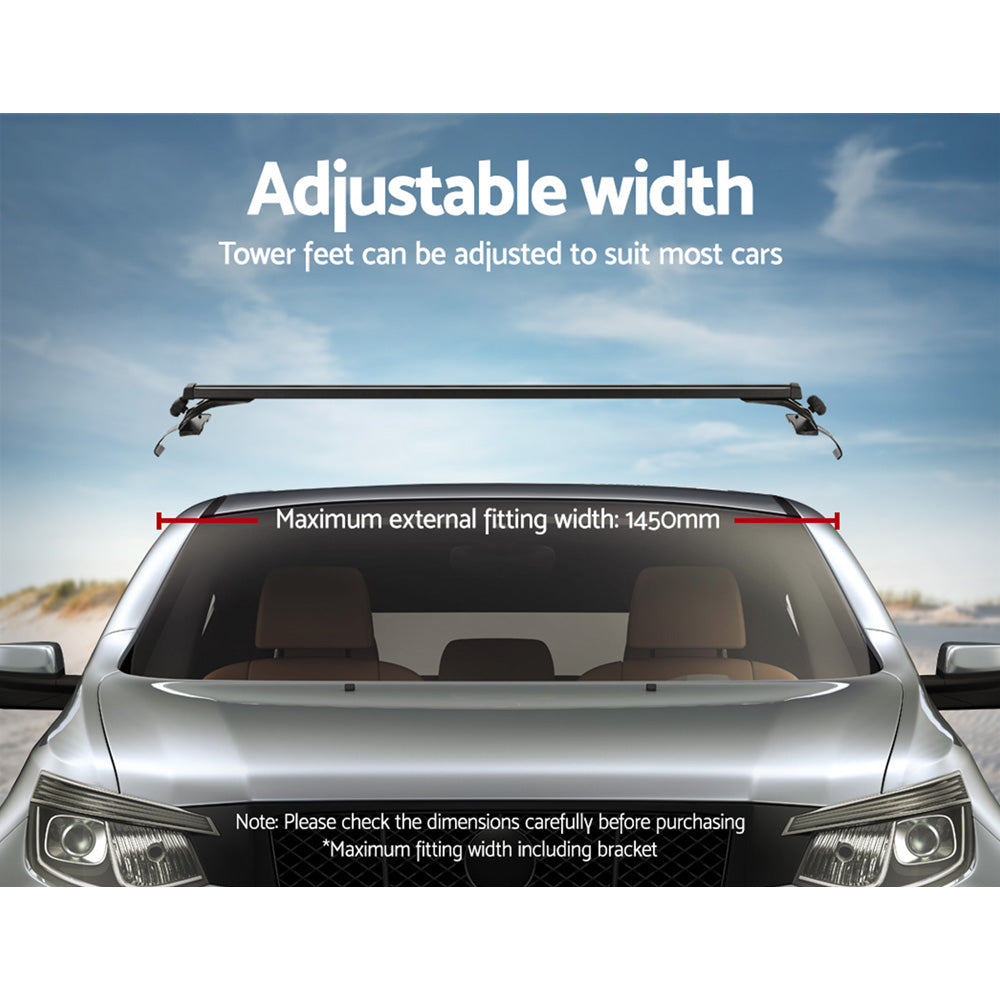 Car Roof Racks Pod Aluminium Cross Bars Brackets 145Cm Black