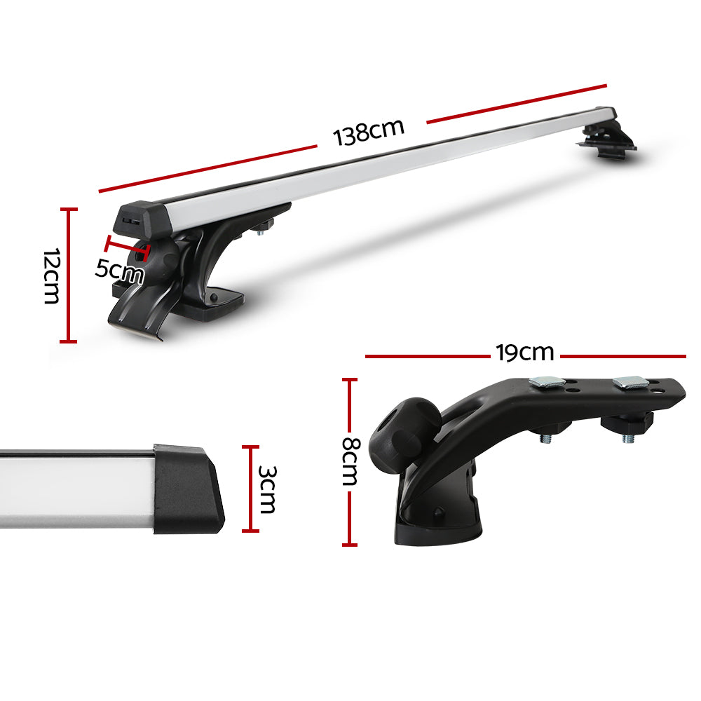 Car Roof Racks Pod Aluminium Cross Bars Brackets 145Cm Silver