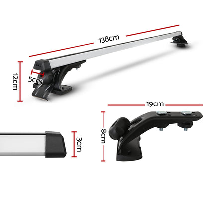 Car Roof Racks Pod Aluminium Cross Bars Brackets 145Cm Silver