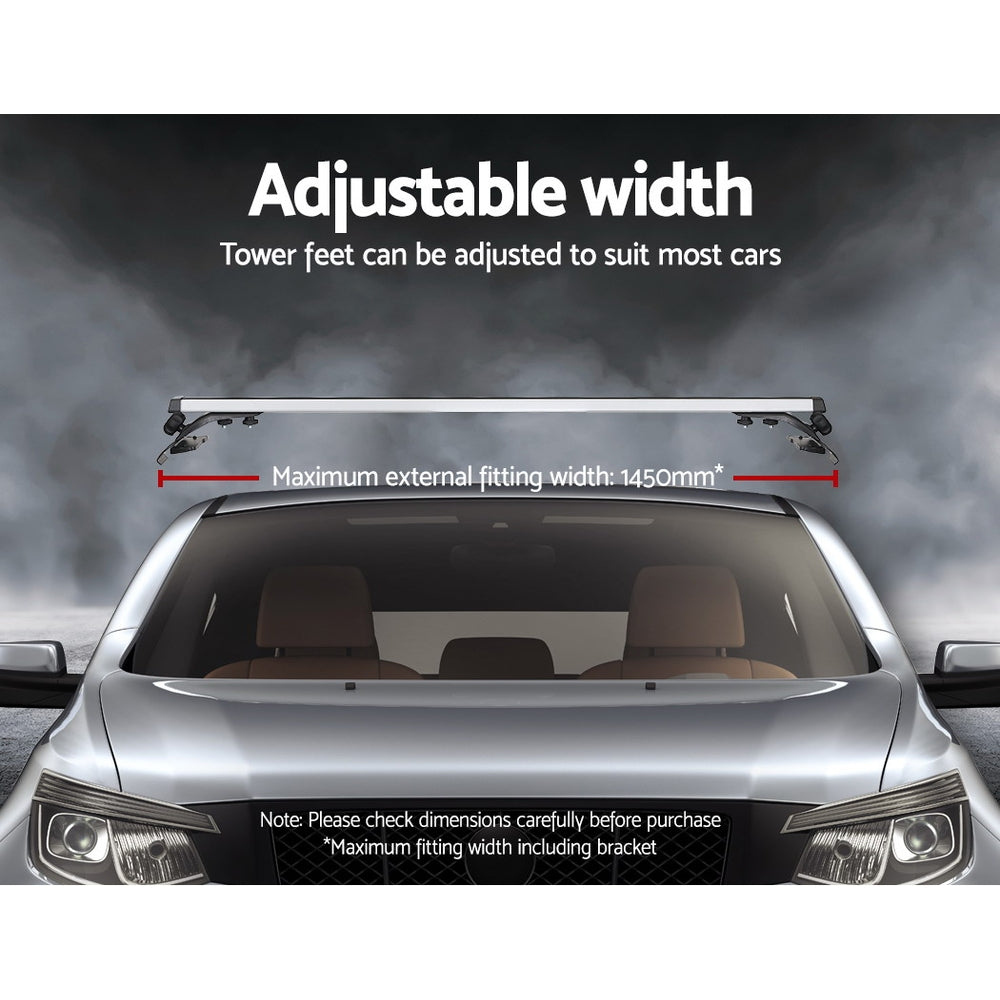Car Roof Racks Pod Aluminium Cross Bars Brackets 145Cm Silver