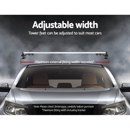 Car Roof Racks Pod Aluminium Cross Bars Brackets 145Cm Silver