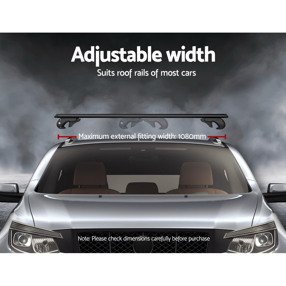 Car Roof Racks Pod Aluminium Cross Bars Adjustable 108Cm Black