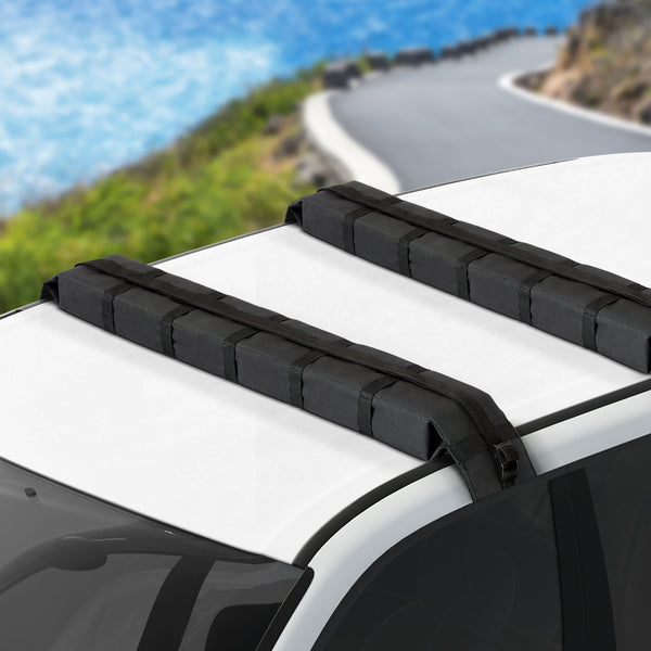  Soft Car Roof Rack 116Cm Kayak Luggage Carrier Adjustable Strap Black