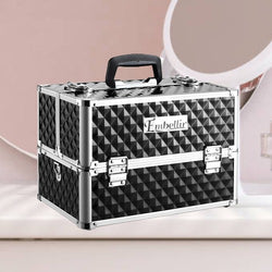 Portable Cosmetic Beauty Makeup Case - Diamond Black