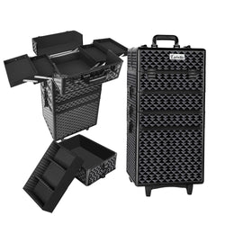 Makeup Case Beauty Trolley Cosmetic Organiser Box Travel Wheels Diamond
