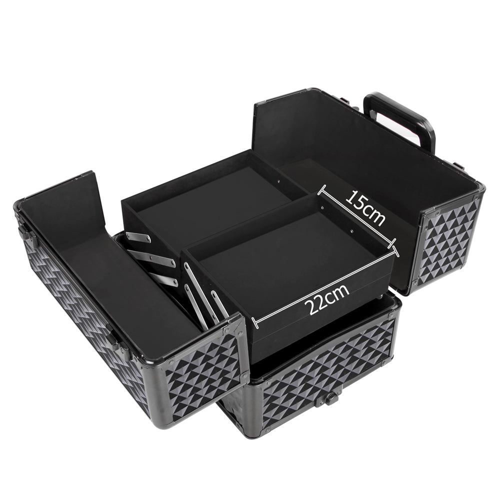 Makeup Case Beauty Trolley Cosmetic Organiser Box Travel Wheels Diamond