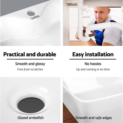 Bathroom Basin Ceramic Vanity Sink Hand Wash Bowl Extra-Large