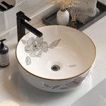 Bathroom Basin Ceramic Vanity Sink Hand Wash Bowl With Pattern