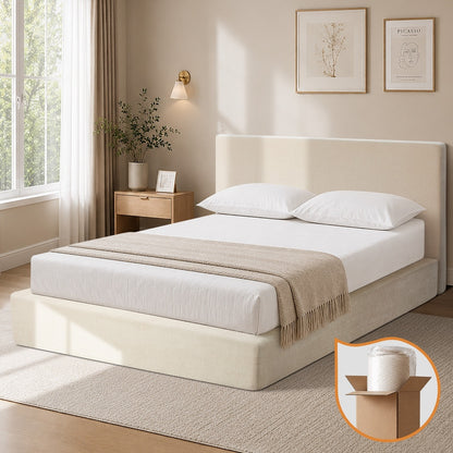 Double Fabric Bed Frame Chenille 215x162x96cm