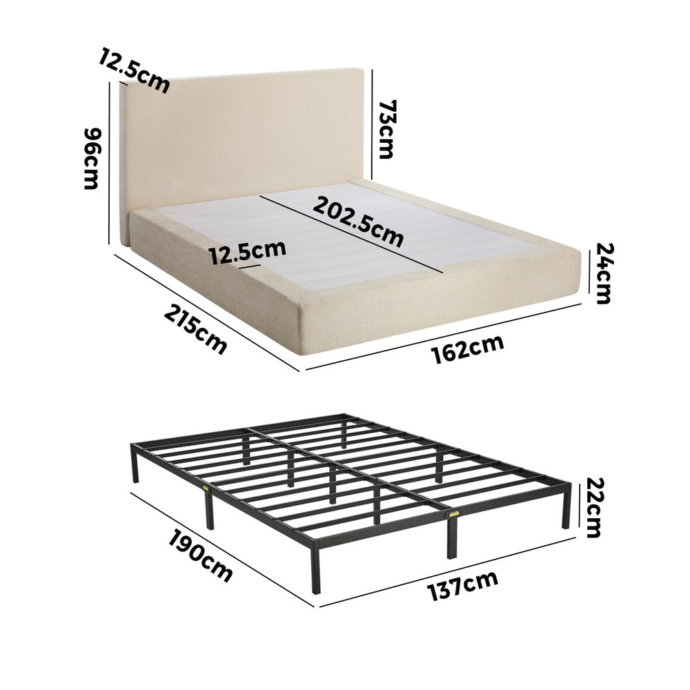 Double Fabric Bed Frame Chenille 215x162x96cm