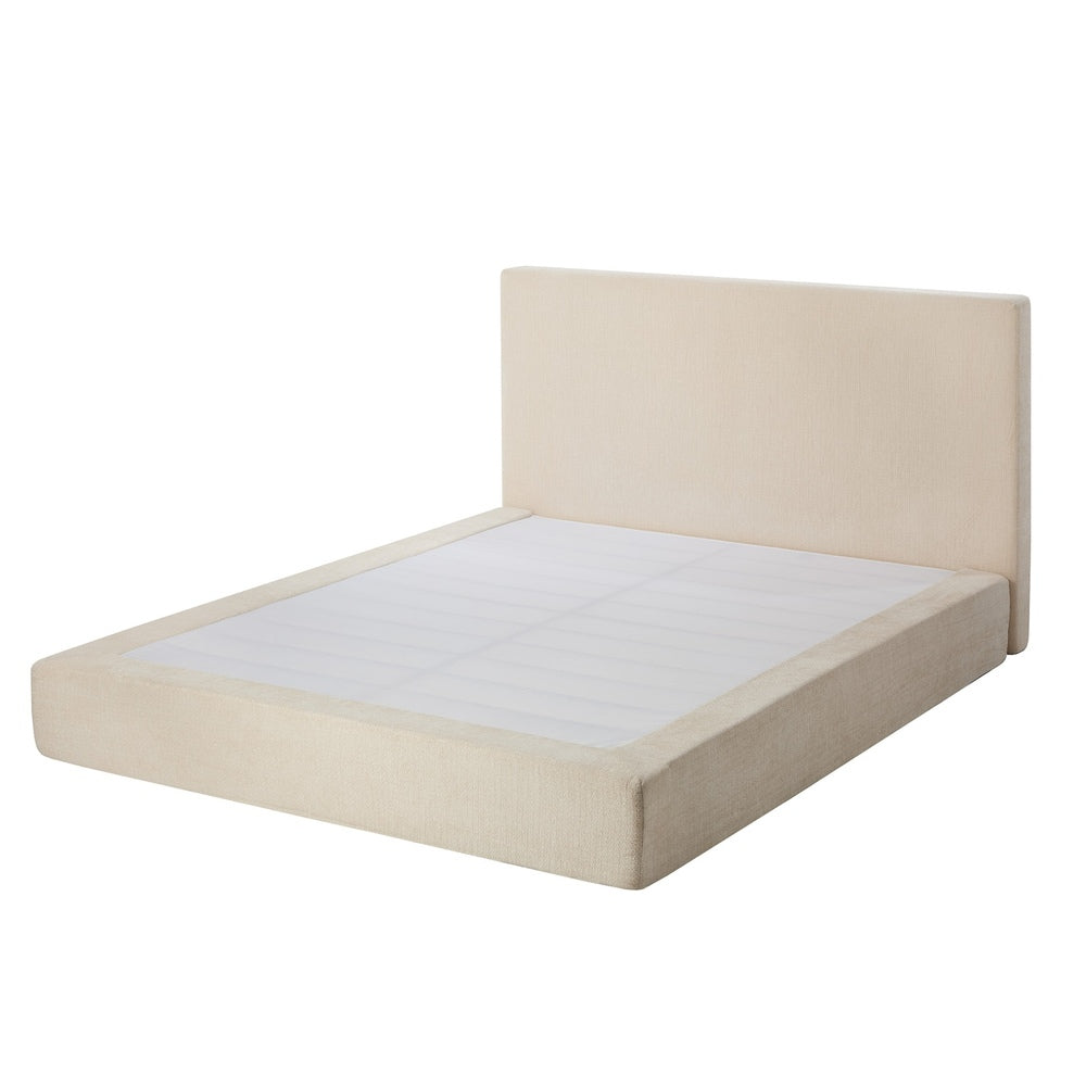 Queen Fabric Bed Frame Beige 228x178x96cm