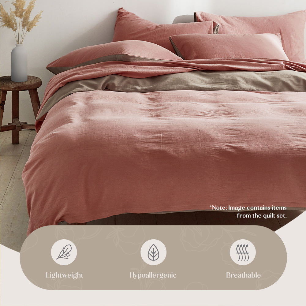 Cotton Cover Quilt Cover Set Blush Beige Single