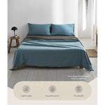 Cotton Bed Sheets Set Blue Grey Cover Double