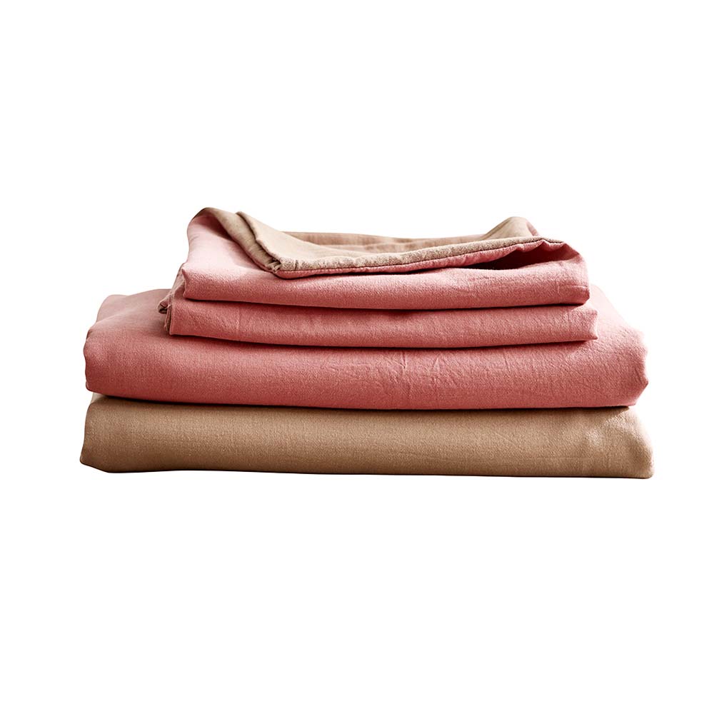 lightweight Bed Sheets Set King Flat Cover Pillow Case Pink Brown