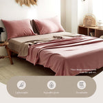 lightweight Bed Sheets Set King Flat Cover Pillow Case Pink Brown