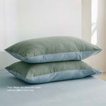 Cotton Bed Sheets Set Single Cover Pillow Case Grey Blue