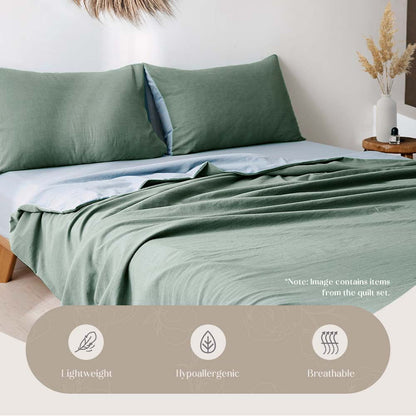 Cotton Bed Sheets Set Single Cover Pillow Case Grey Blue