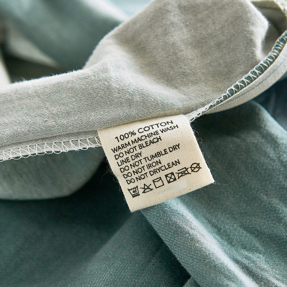 Cotton Bed Sheets Set Single Cover Pillow Case Grey Blue