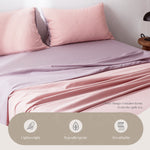 Cotton Bed Sheets Set Single Cover Pillow Case Pink Purple