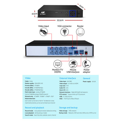 8Ch Dvr 8 Cameras High-Def Surveillance Solution