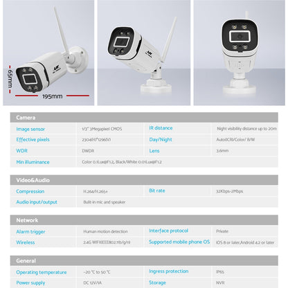 Wireless Cctv 3Mp 2 Cameras Square