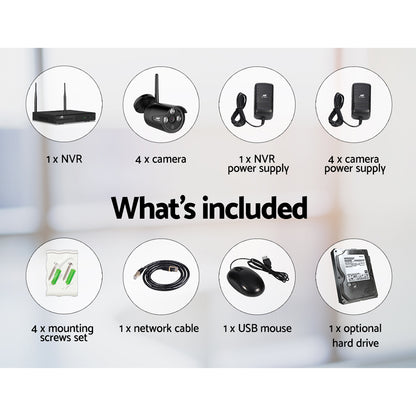 Wireless Cctv Security System 8Ch 3Mp 4 Bullet Cameras 1Tb