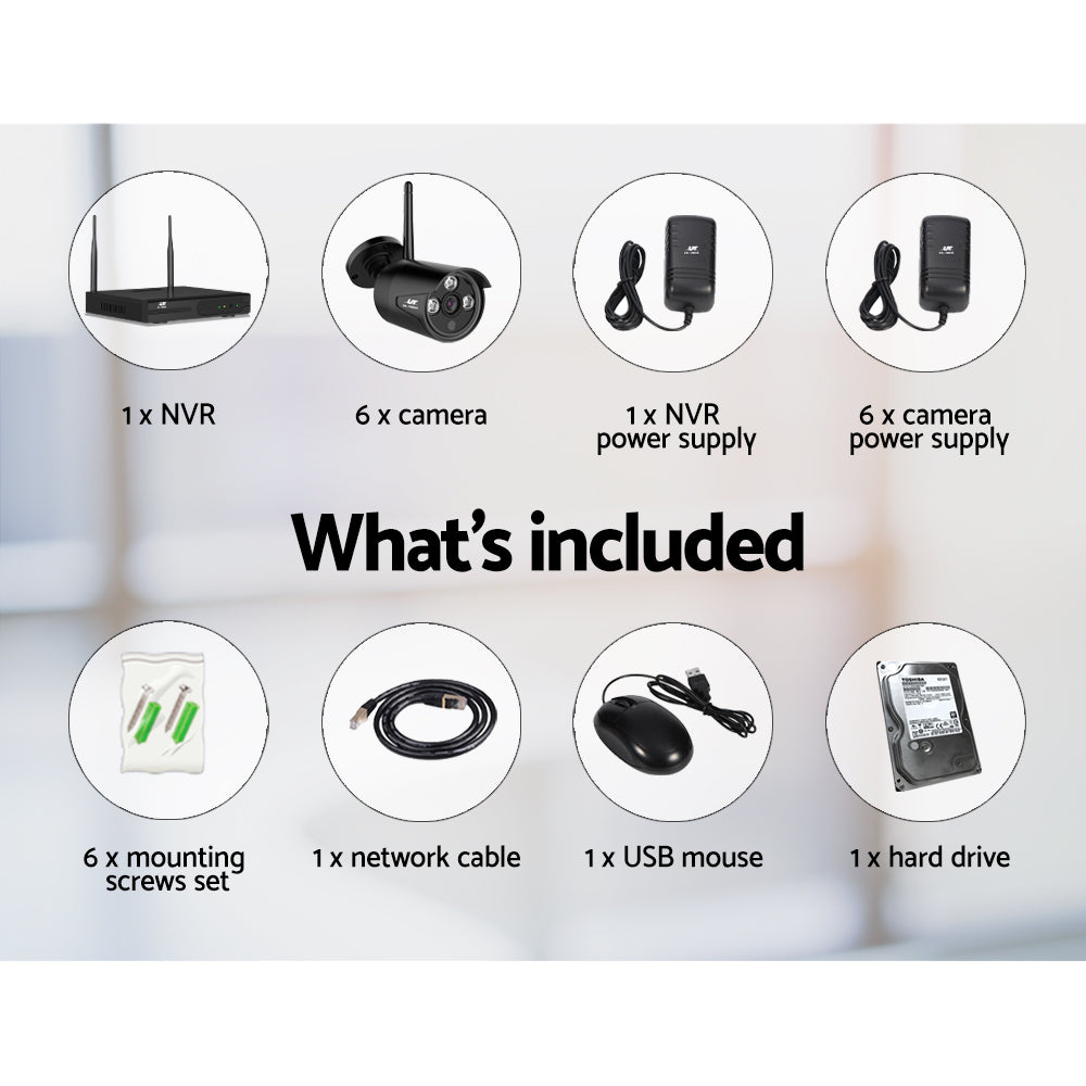 Wireless Cctv Security System 8Ch 3Mp 6 Bullet Cameras 1Tb