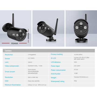 Wireless Cctv Security System 8Ch 3Mp 8 Bullet Cameras 4Tb