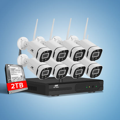 Wireless Cctv Security System 8Ch 3Mp 8 Square Cameras 2Tb
