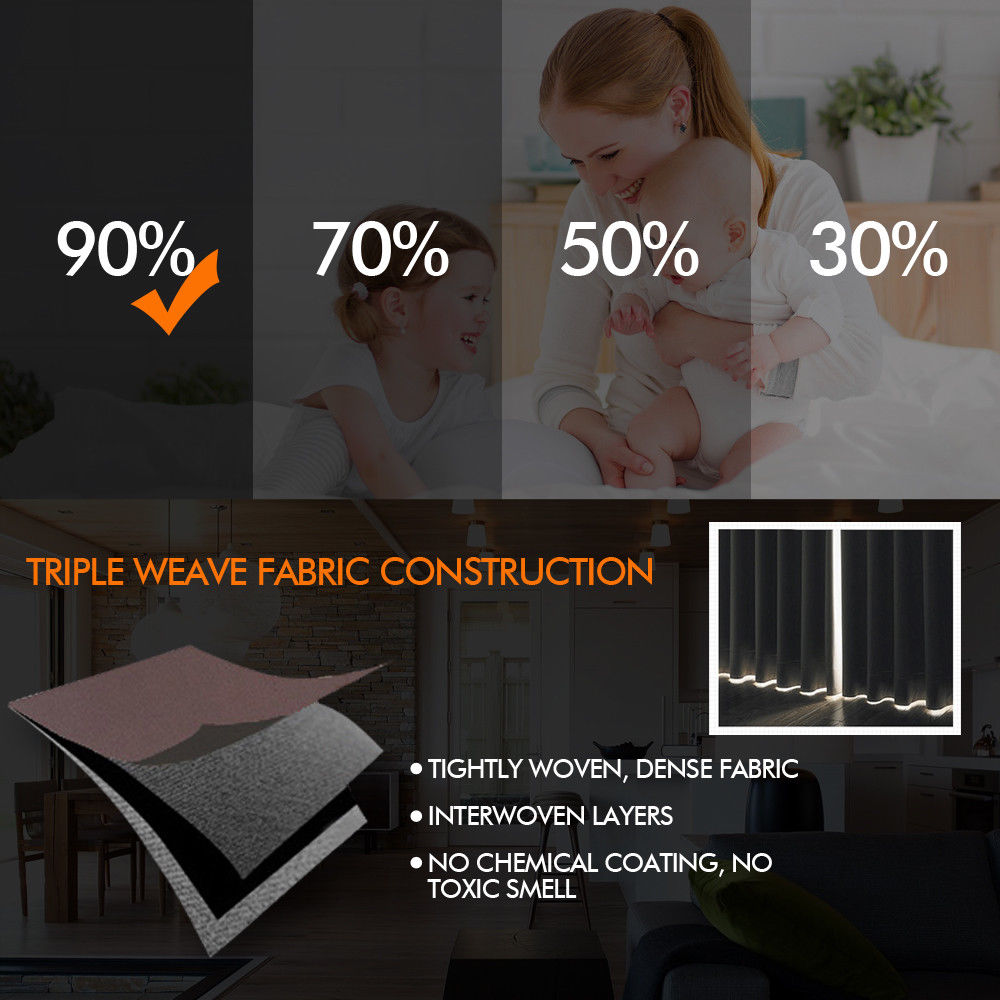 2x Charcoal Blockout Curtain Set Triple Layer Eyelet Window 240x230cm