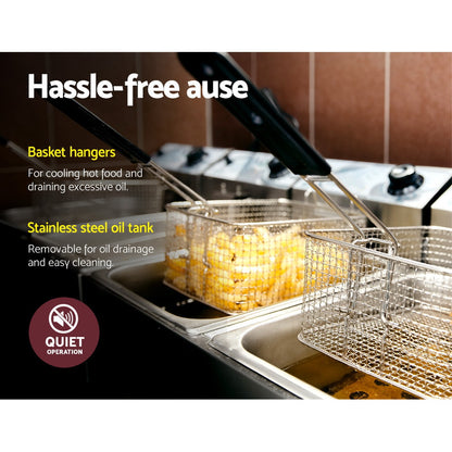 20L Electric Commercial Deep Fryer Double Baskets 4400W