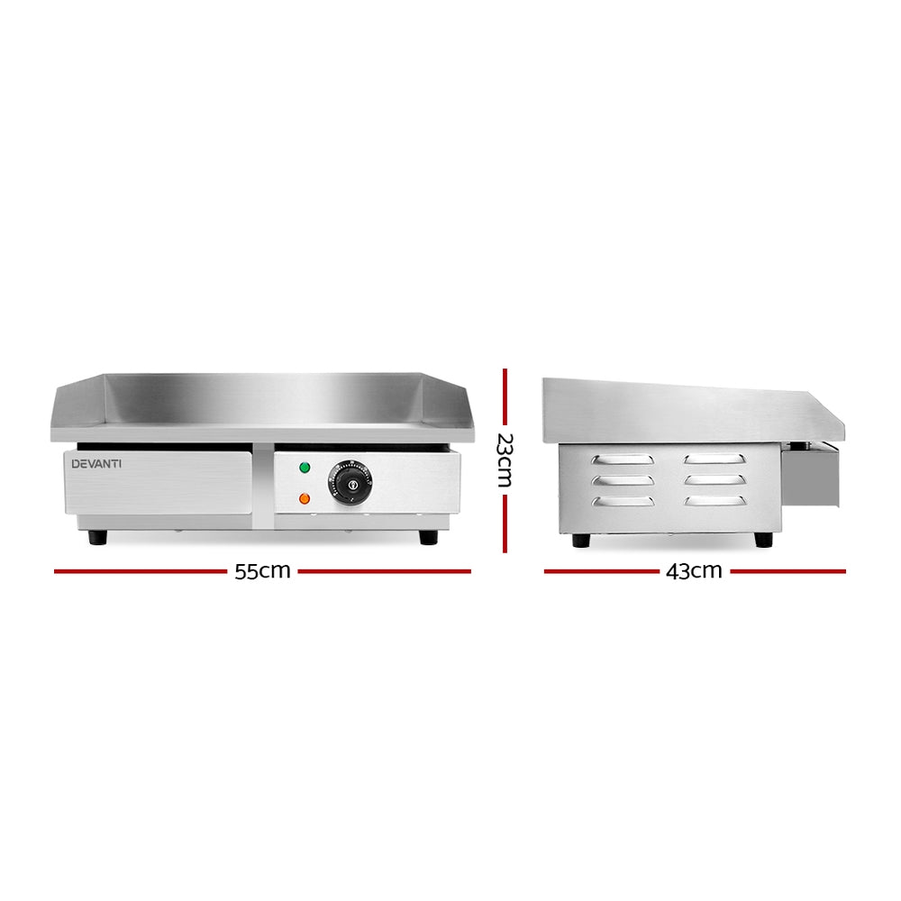 Commercial Electric Griddle 55Cm Bbq Grill Plate 3000W