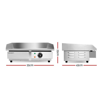 Commercial Electric Griddle 55Cm Bbq Grill Plate 3000W