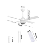 52'' Ceiling Fan AC Remote Control Timer 4 Blades