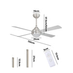 52'' AC Ceiling Fan with Light Remote Control 4 Blades