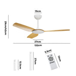 52'' Ceiling Fan DC 3 ABS Blades Remote Control Timer