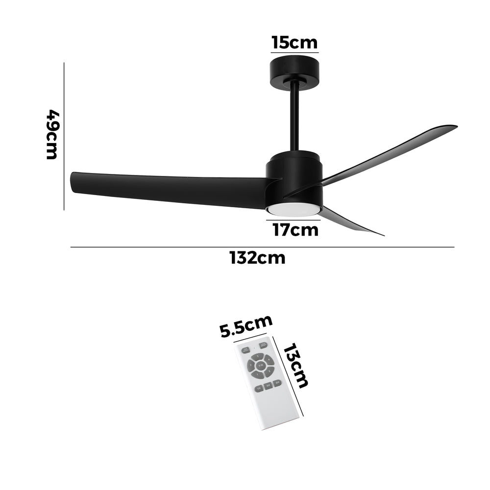 52" Ceiling Fan With Light DC Motor Remote Control White/Black