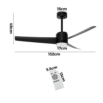 52" Ceiling Fan With Light DC Motor Remote Control White/Black
