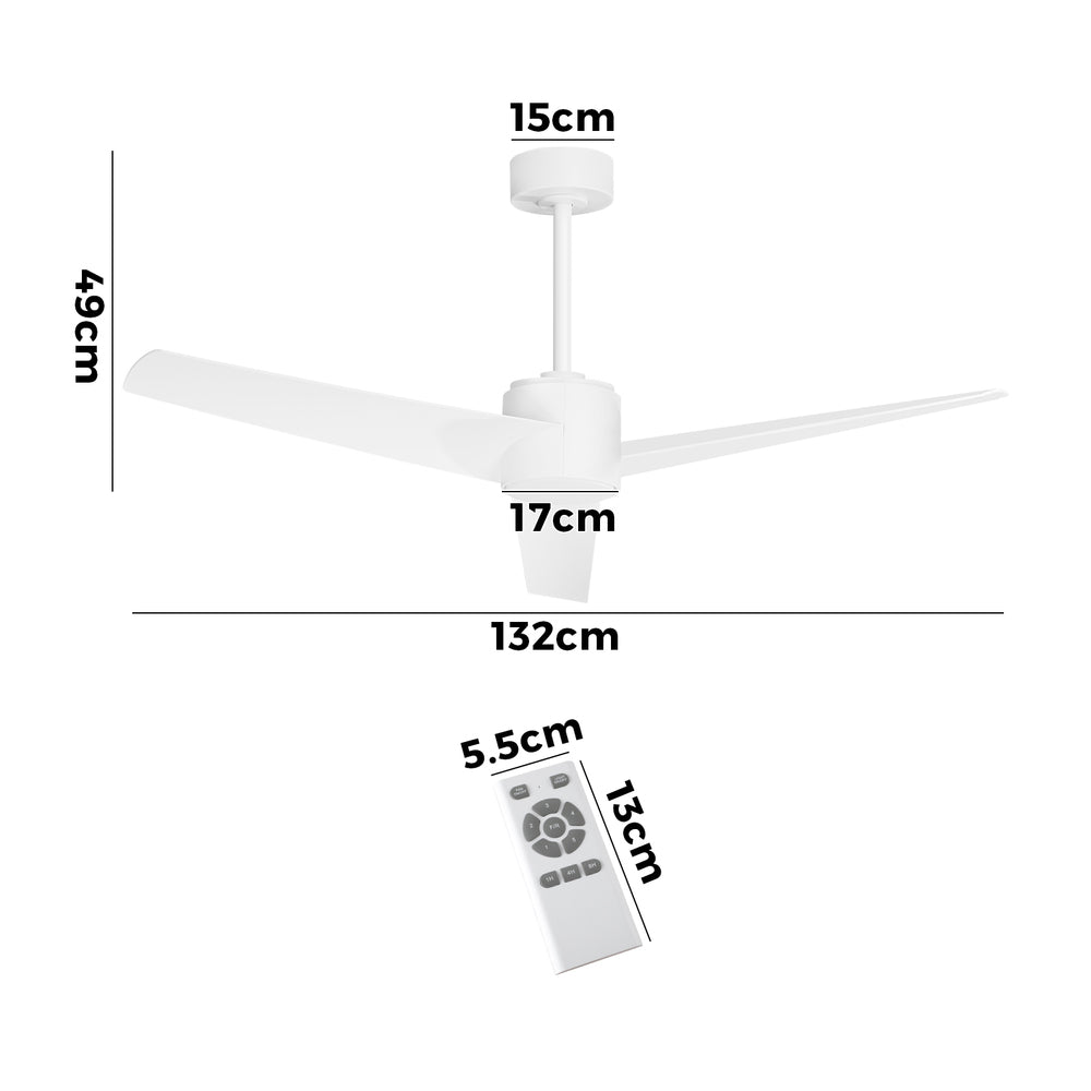 52" Ceiling Fan With Light DC Motor Remote Control White/Black