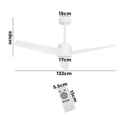 52" Ceiling Fan With Light DC Motor Remote Control White/Black
