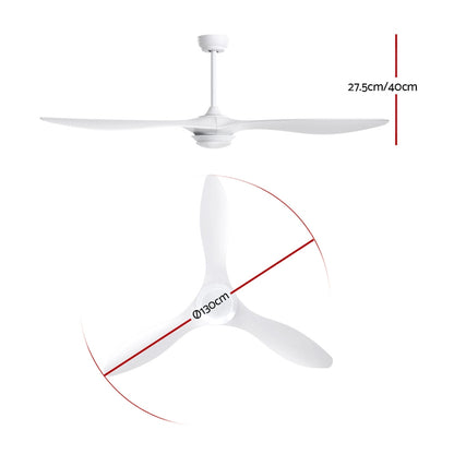 52'' Ceiling Fan Dc Motor W/Light W/Remote - White