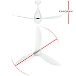 52'' Ceiling Fan Dc Motor Led Light Remote Control - White