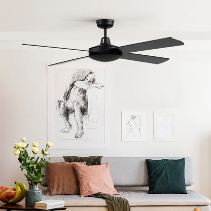 52'' Ceiling Fan AC Motor 4 Blades w/Remote - Black