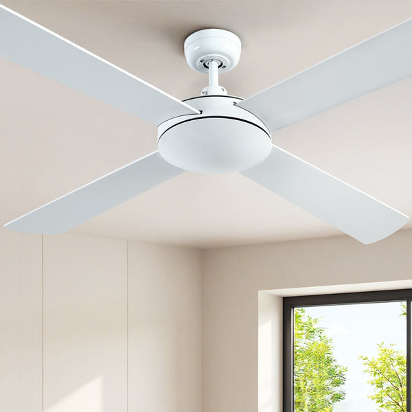  52'' Ceiling Fan AC Motor 4 Blades w/Remote - White
