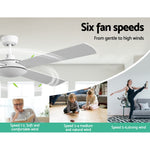 52'' Ceiling Fan AC Motor 4 Blades w/Remote - White