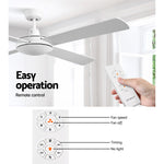 52'' Ceiling Fan AC Motor 4 Blades w/Remote - White