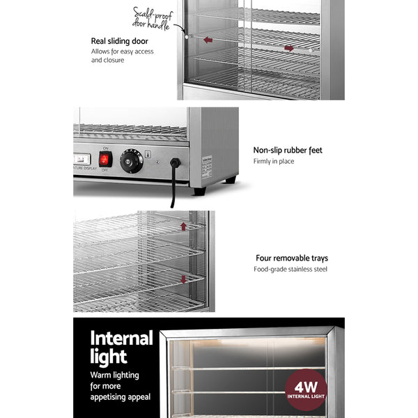  Commercial Food Warmer Hot Display Showcase Cabinet 64Cm